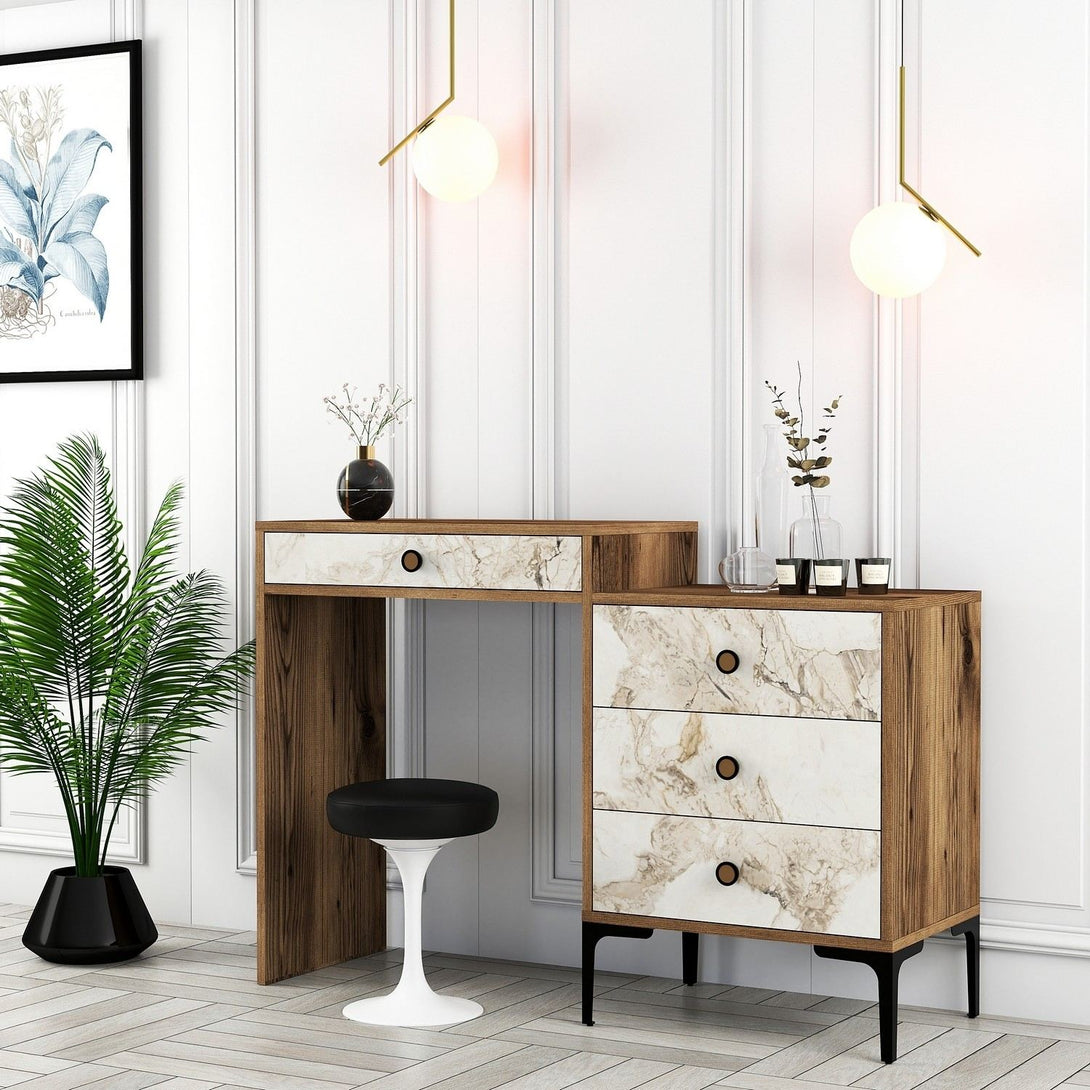 Fésülködő asztal Lizbon 552 - Walnut, White-Vashome.sk