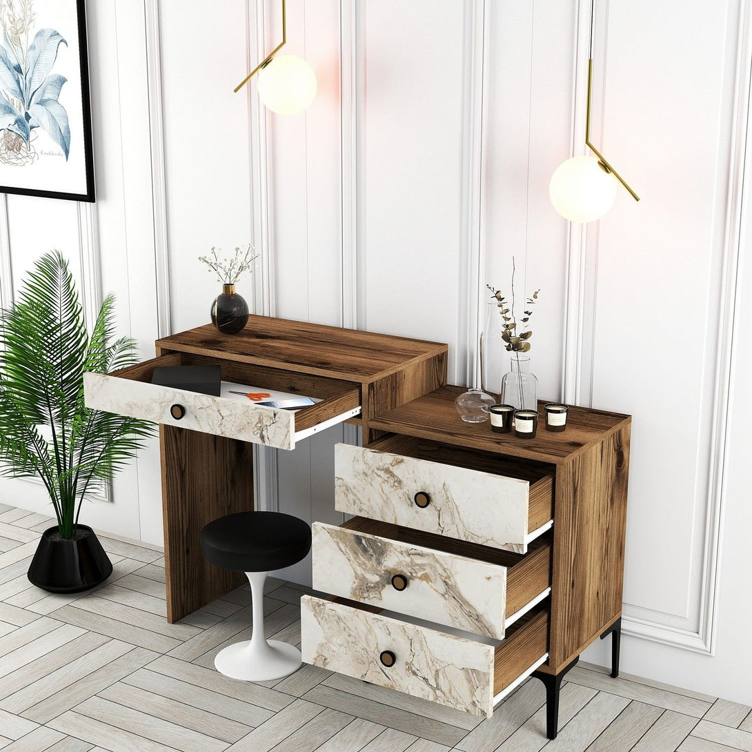 Fésülködő asztal Lizbon 552 - Walnut, White-Vashome.sk