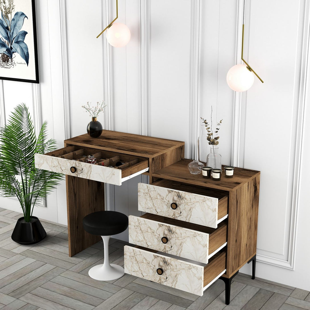 Fésülködő asztal Lizbon 552 - Walnut, White-Vashome.sk