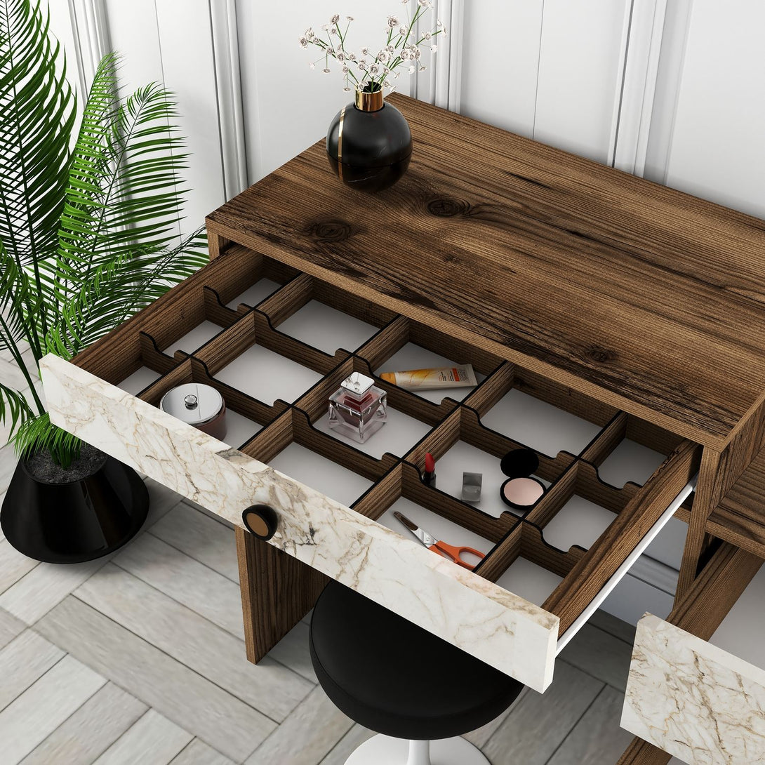 Fésülködő asztal Lizbon 552 - Walnut, White-Vashome.sk