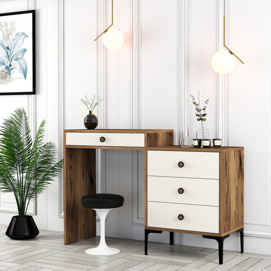Fésülködő asztal Lizbon 554 - Walnut, Cream-Vashome.sk