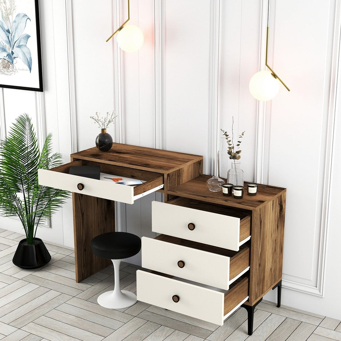 Fésülködő asztal Lizbon 554 - Walnut, Cream-Vashome.sk