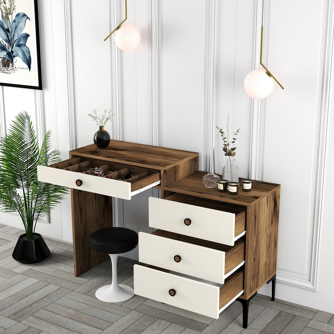 Fésülködő asztal Lizbon 554 - Walnut, Cream-Vashome.sk