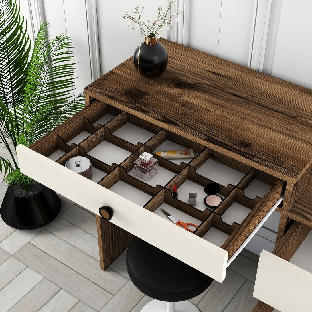 Fésülködő asztal Lizbon 554 - Walnut, Cream-Vashome.sk