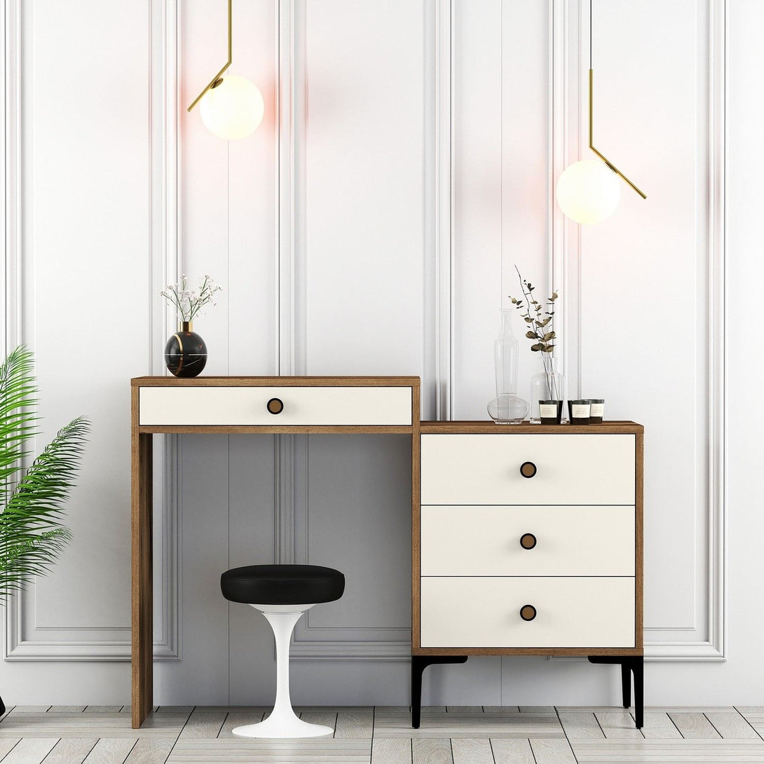 Fésülködő asztal Lizbon 554 - Walnut, Cream-Vashome.sk