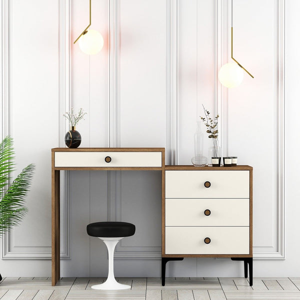Fésülködő asztal Lizbon 554 - Walnut, Cream-Vashome.sk