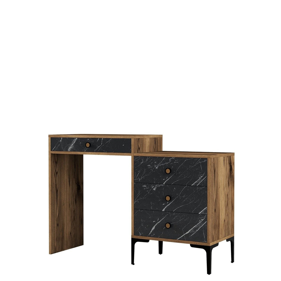 Fésülködő asztal Lizbon 555 - Walnut, Black-Vashome.sk