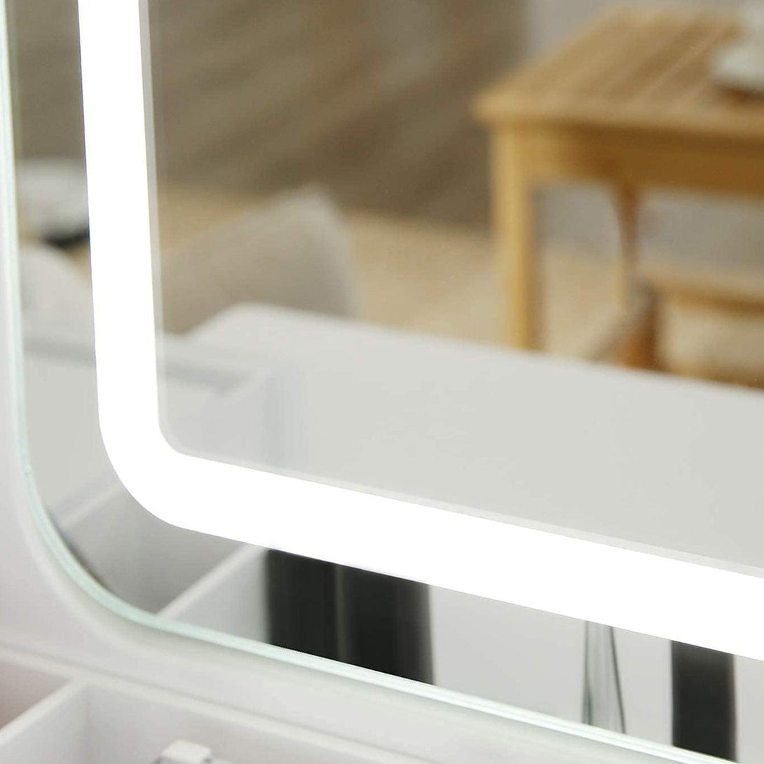 VASAGLE Toaletný stolík s LED osvetlením, 80 x 137,5 x 40 cm, biely-Vashome.sk