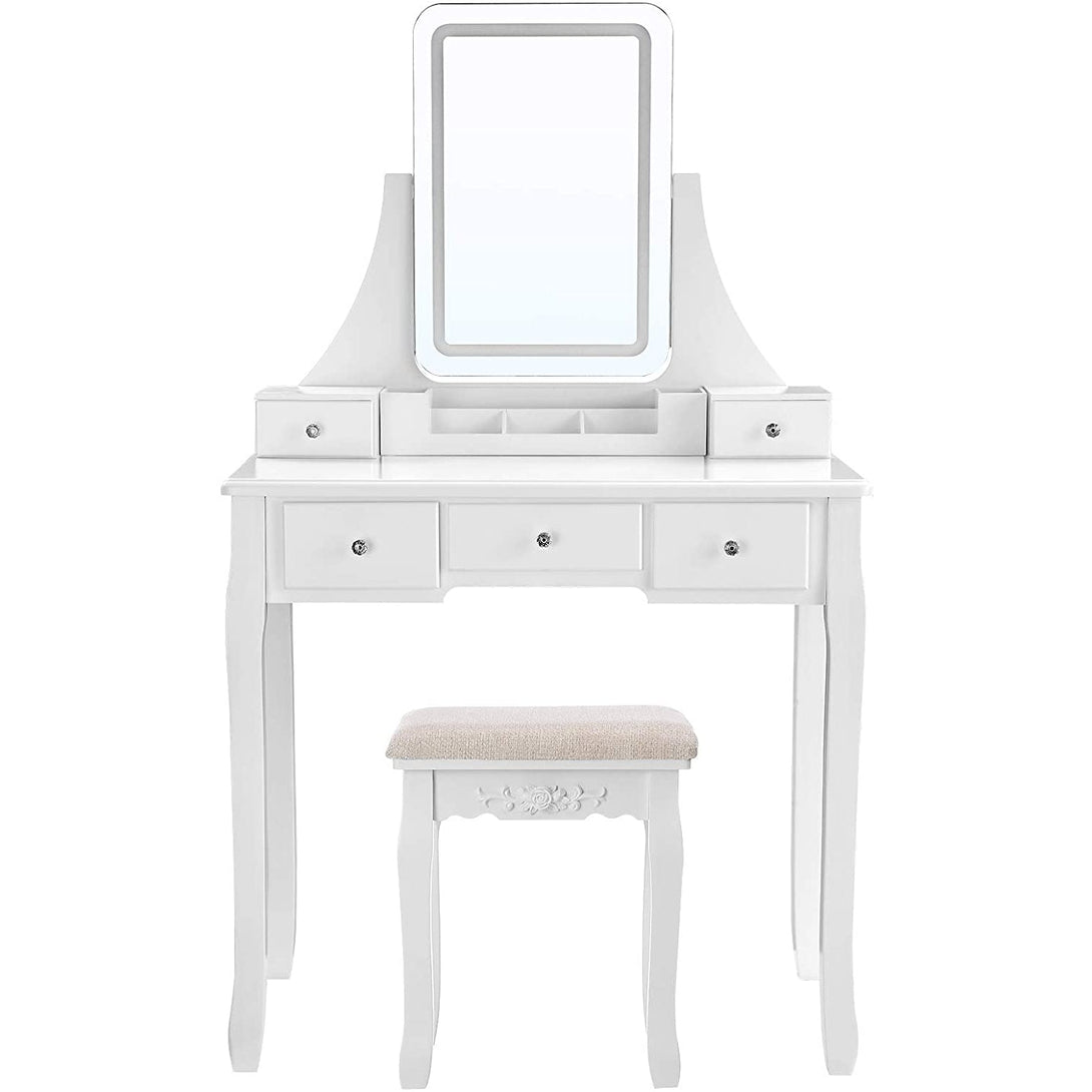 VASAGLE Toaletný stolík s LED osvetlením, 80 x 137,5 x 40 cm, biely-Vashome.sk