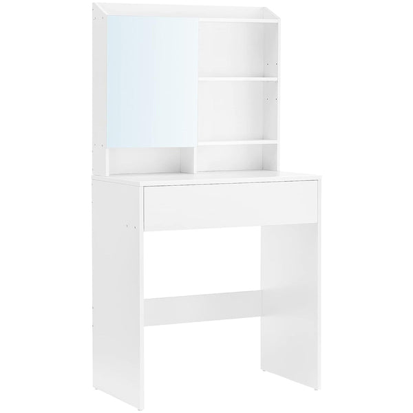Toaletný stolík so zrkadlom a zásuvkou, Kozmetický stolík moderný, biely | VASAGLE-Vashome.sk