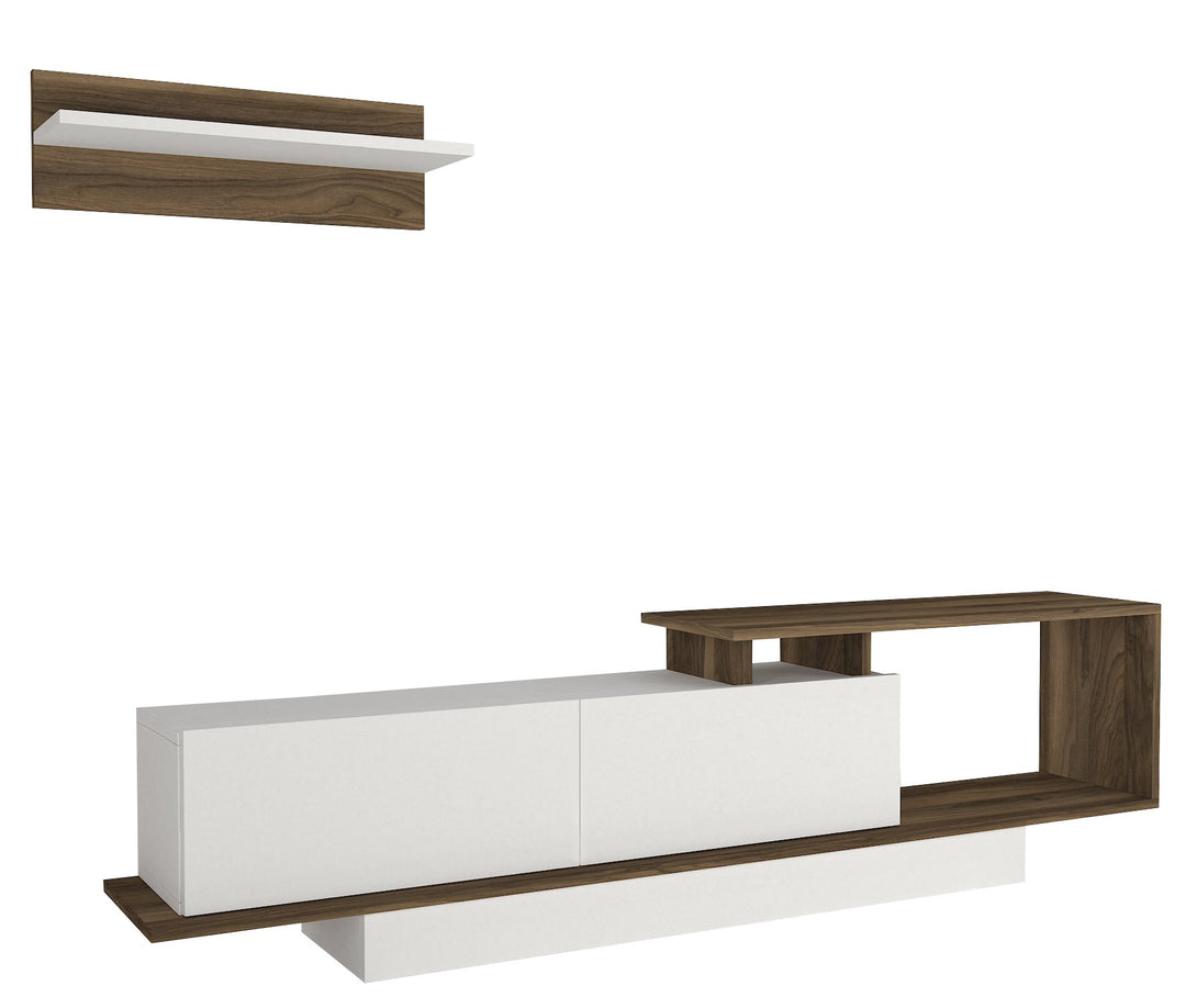 TV szekrény Asos - White, Walnut-Vashome.sk
