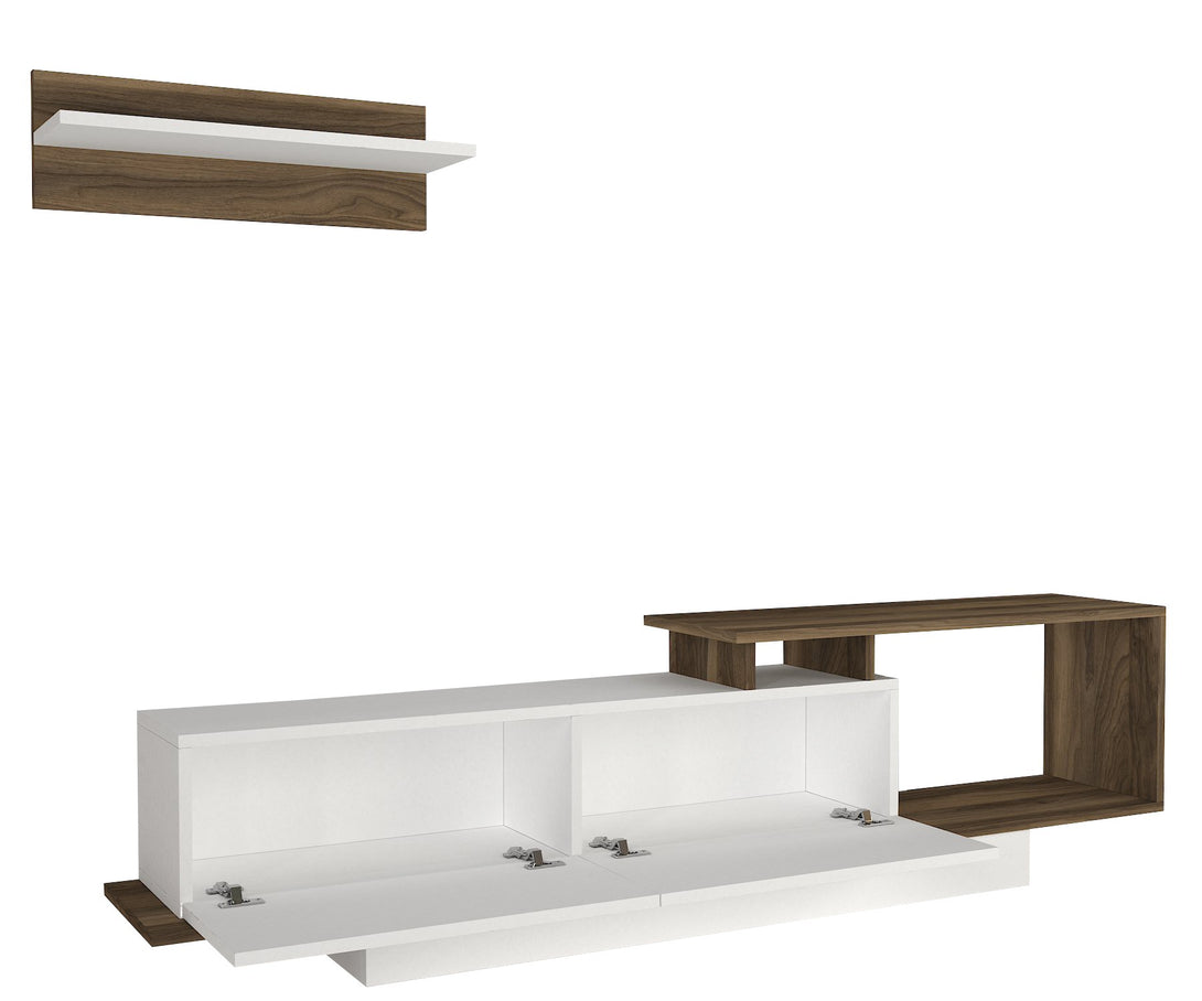 TV szekrény Asos - White, Walnut-Vashome.sk
