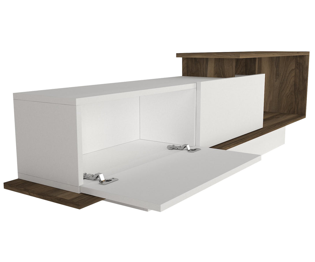 TV szekrény Asos - White, Walnut-Vashome.sk
