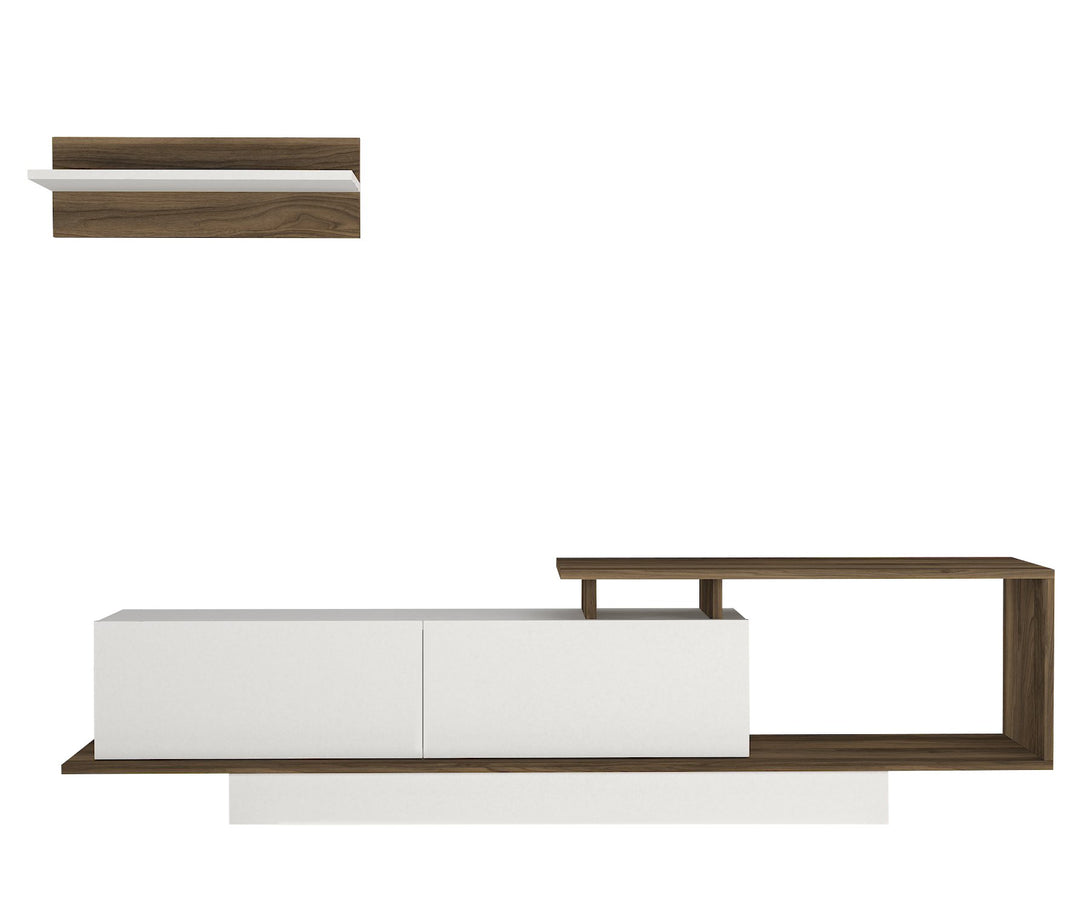 TV szekrény Asos - White, Walnut-Vashome.sk