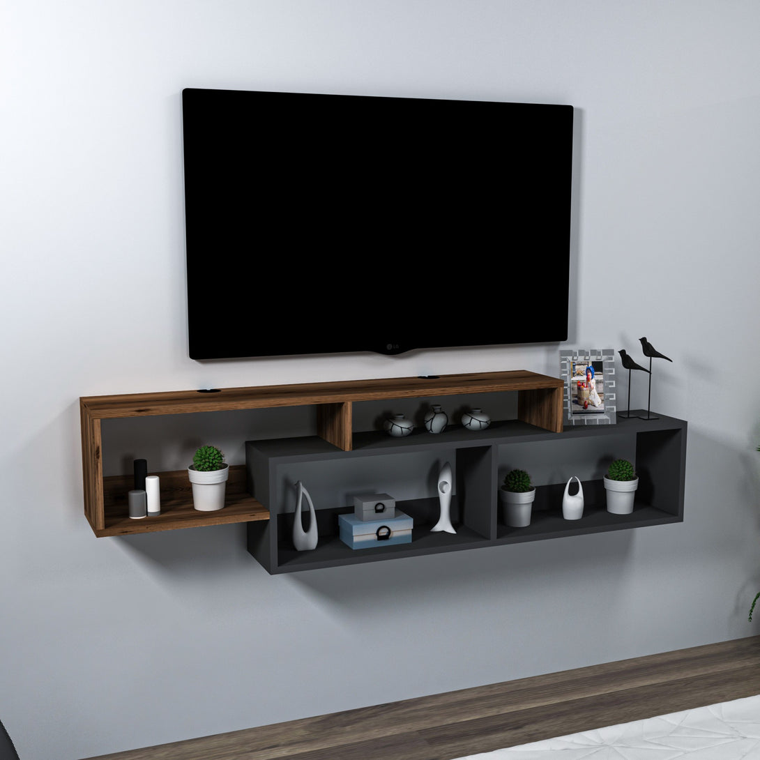 TV szekrény Atlantis - Light Walnut, Anthracite-Vashome.sk