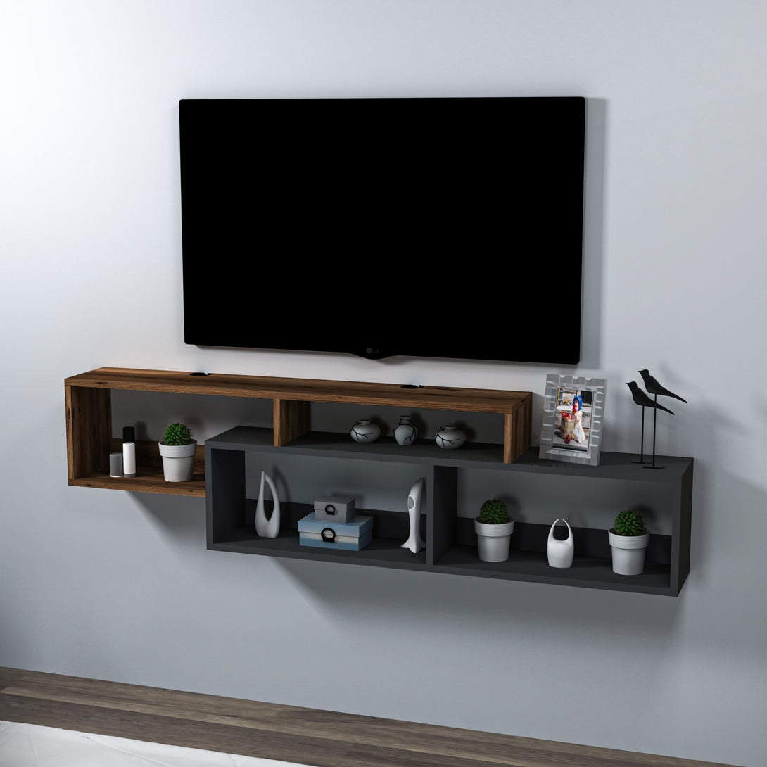TV szekrény Atlantis - Light Walnut, Anthracite-Vashome.sk