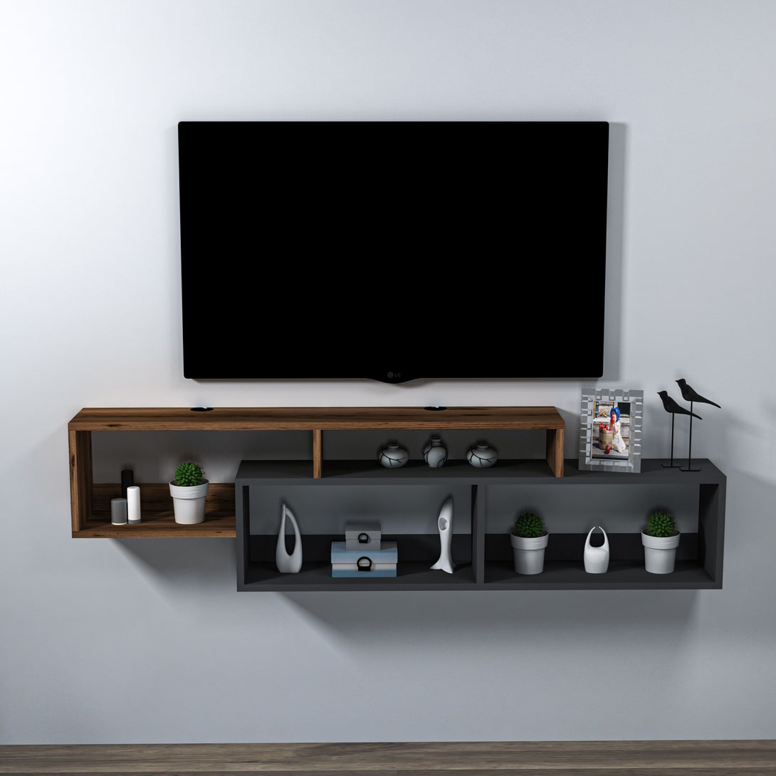 TV szekrény Atlantis - Light Walnut, Anthracite-Vashome.sk