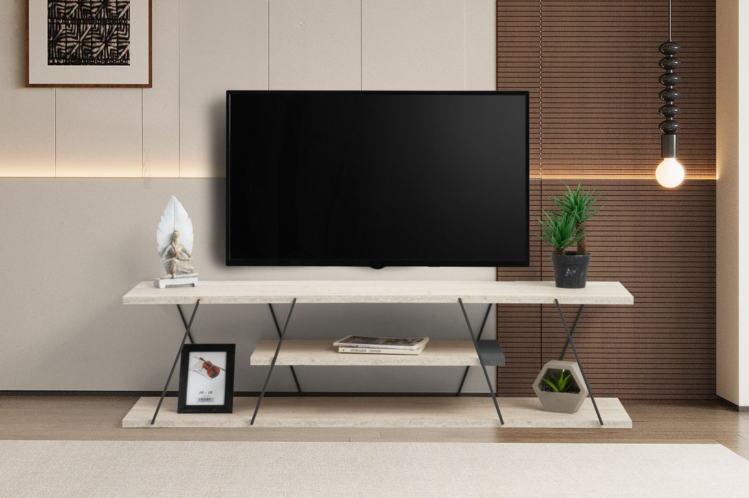 TV szekrény Canaz - Black, Travertine-Vashome.sk