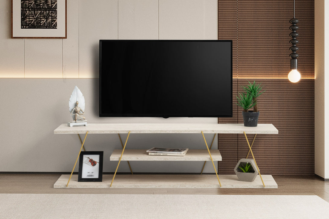 TV szekrény Canaz - Gold, Travertine-Vashome.sk