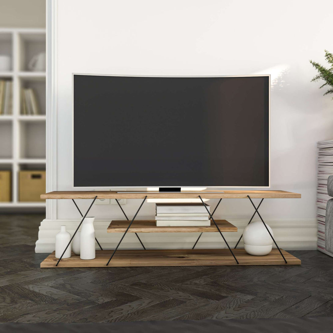 TV szekrény Canaz v2 - Black, Walnut-Vashome.sk