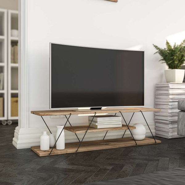 TV szekrény Canaz v2 - Black, Walnut-Vashome.sk