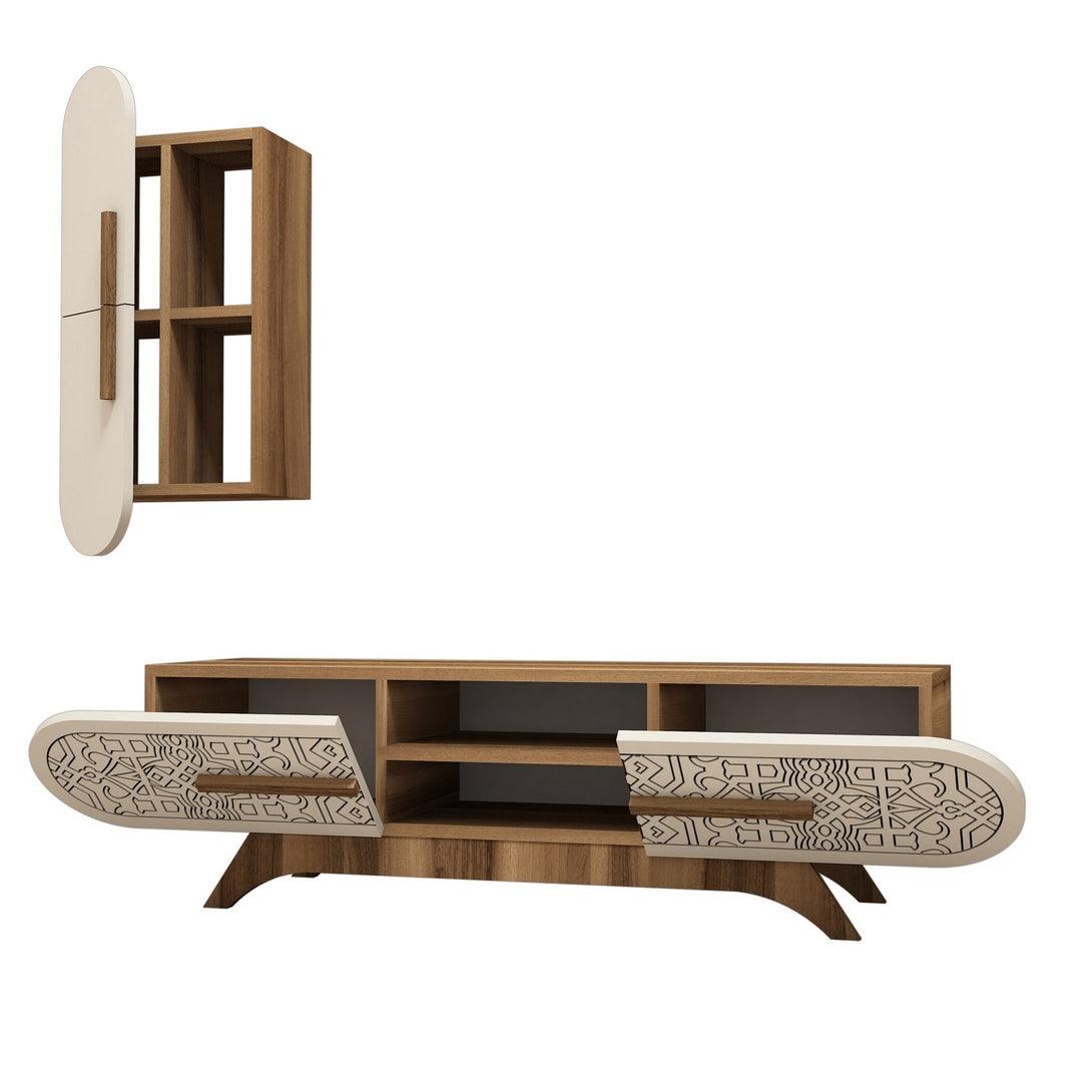 TV szekrény Defne - Walnut, Cream-Vashome.sk