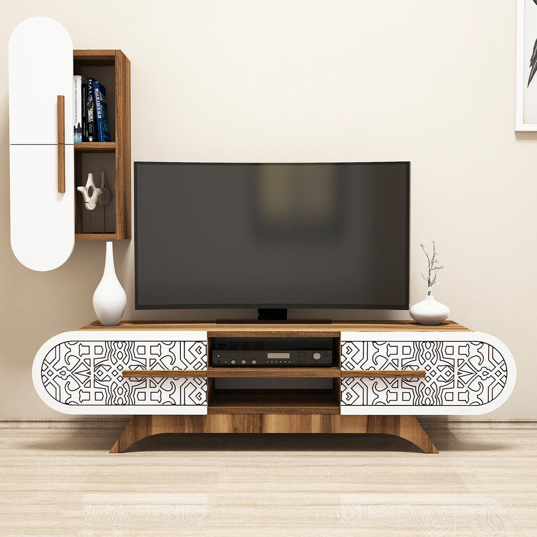 TV szekrény Defne - Walnut, White-Vashome.sk