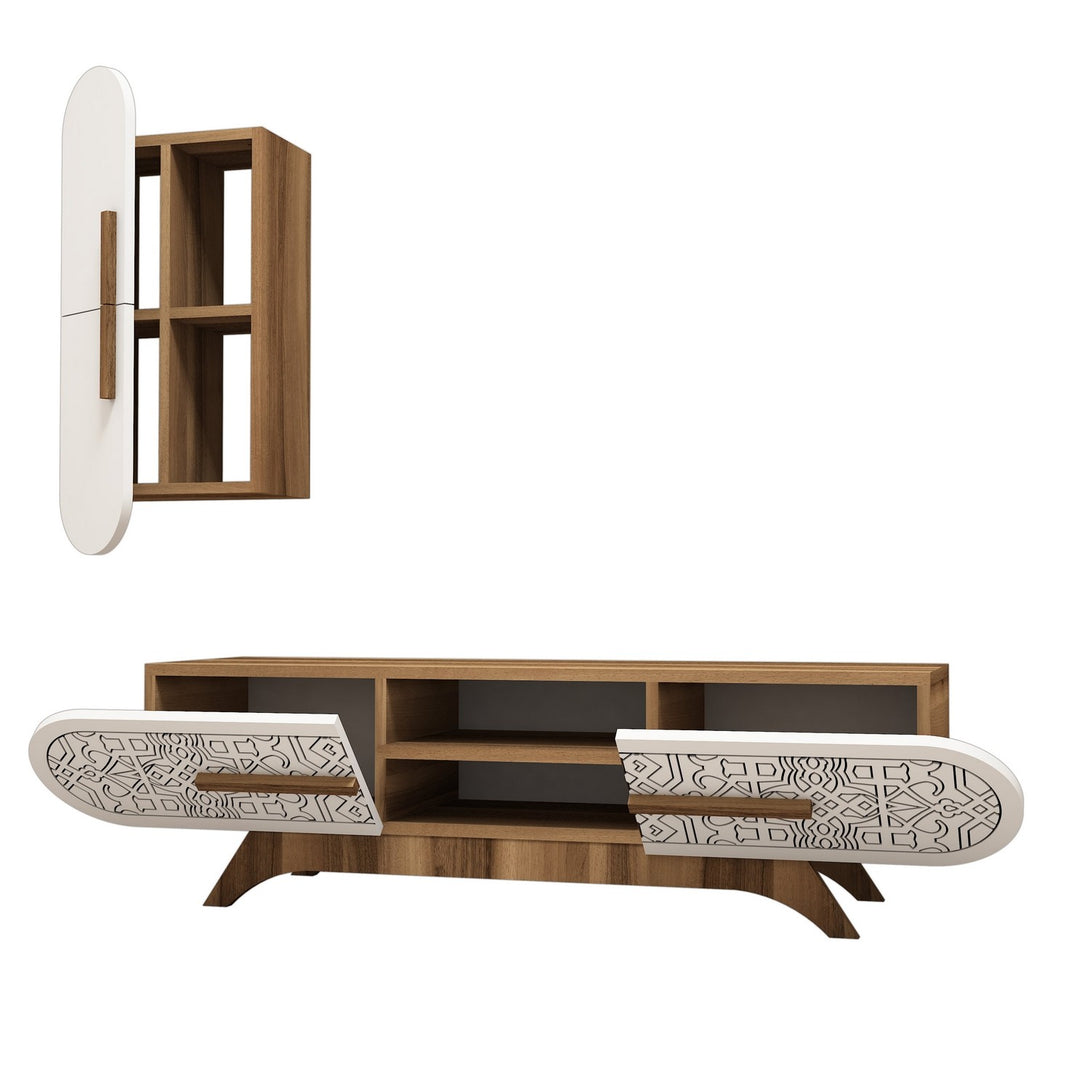 TV szekrény Defne - Walnut, White-Vashome.sk