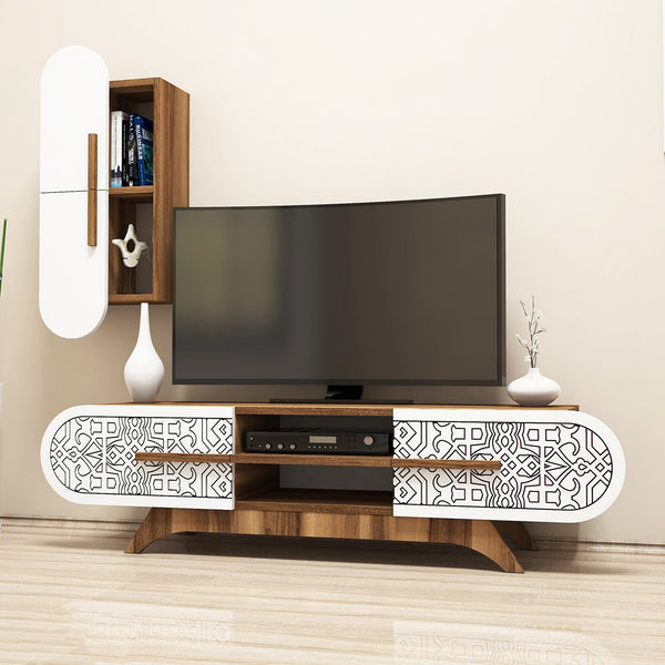 TV szekrény Defne - Walnut, White-Vashome.sk