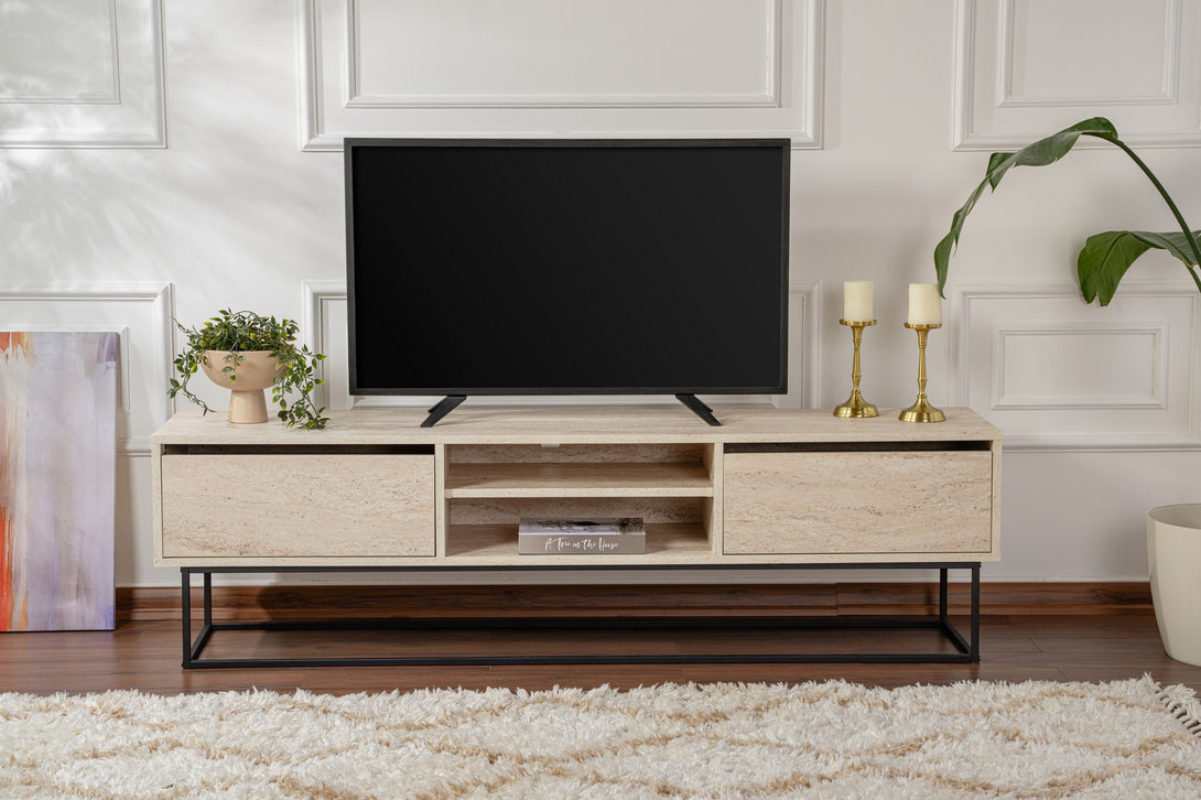 TV szekrény Escape 180 -Black, Travertine-Vashome.sk