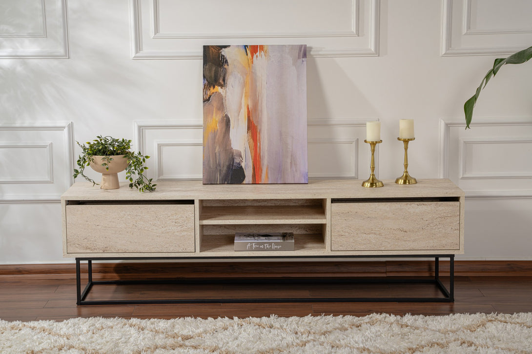 TV szekrény Escape 180 -Black, Travertine-Vashome.sk