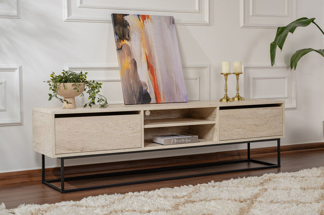TV szekrény Escape 180 -Black, Travertine-Vashome.sk