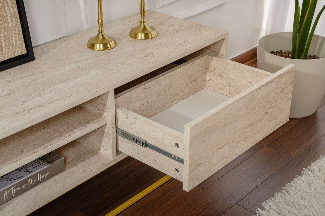 TV szekrény Escape 180 - Gold, Travertine-Vashome.sk