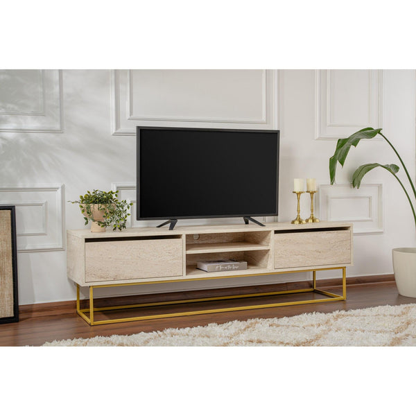 TV szekrény Escape 180 - Gold, Travertine-Vashome.sk