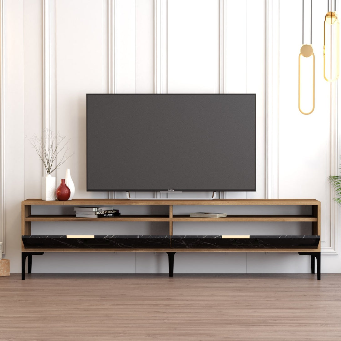 TV szekrény Istanbul 2 - Walnut Black Marble-Vashome.sk