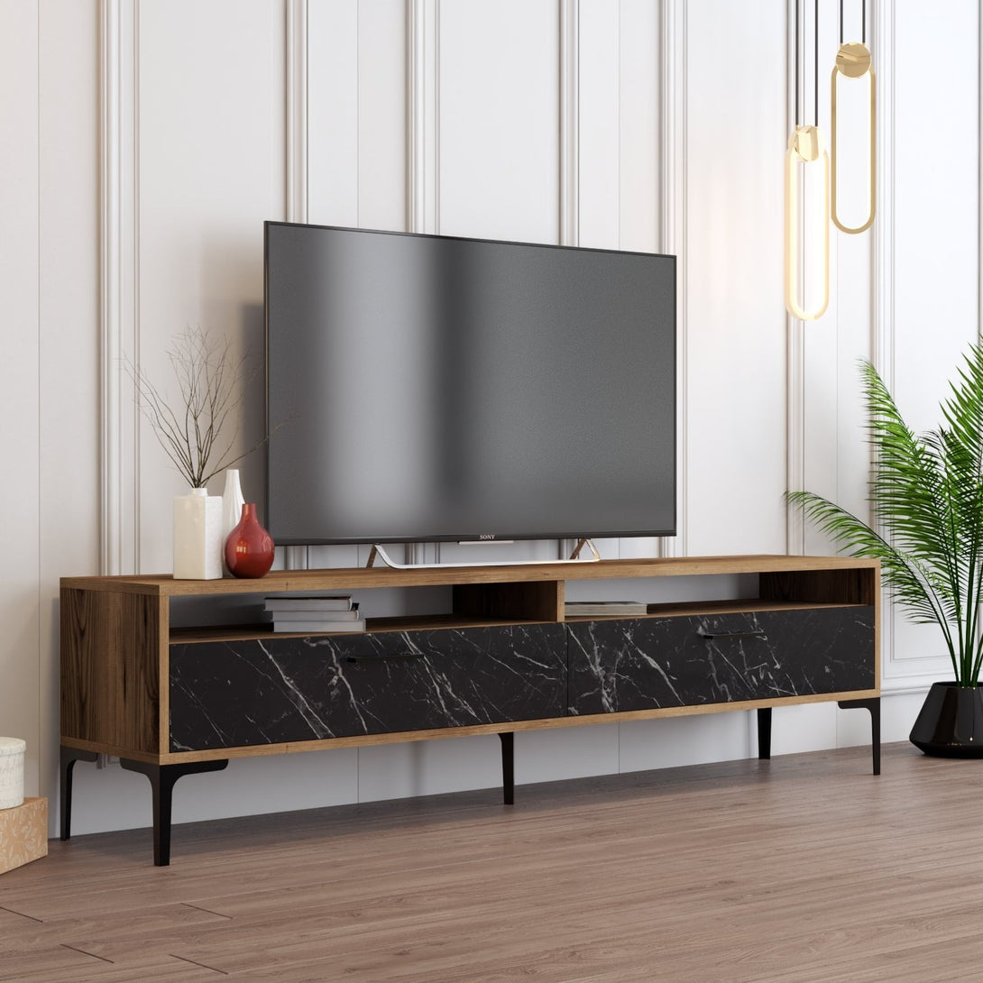 TV szekrény Istanbul 2 - Walnut Black Marble-Vashome.sk