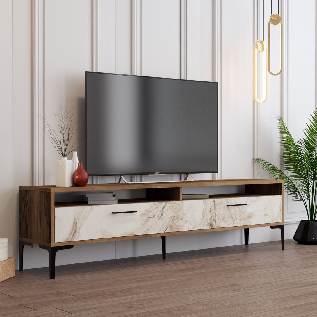 TV szekrény Istanbul 2 - Walnut White Marble-Vashome.sk