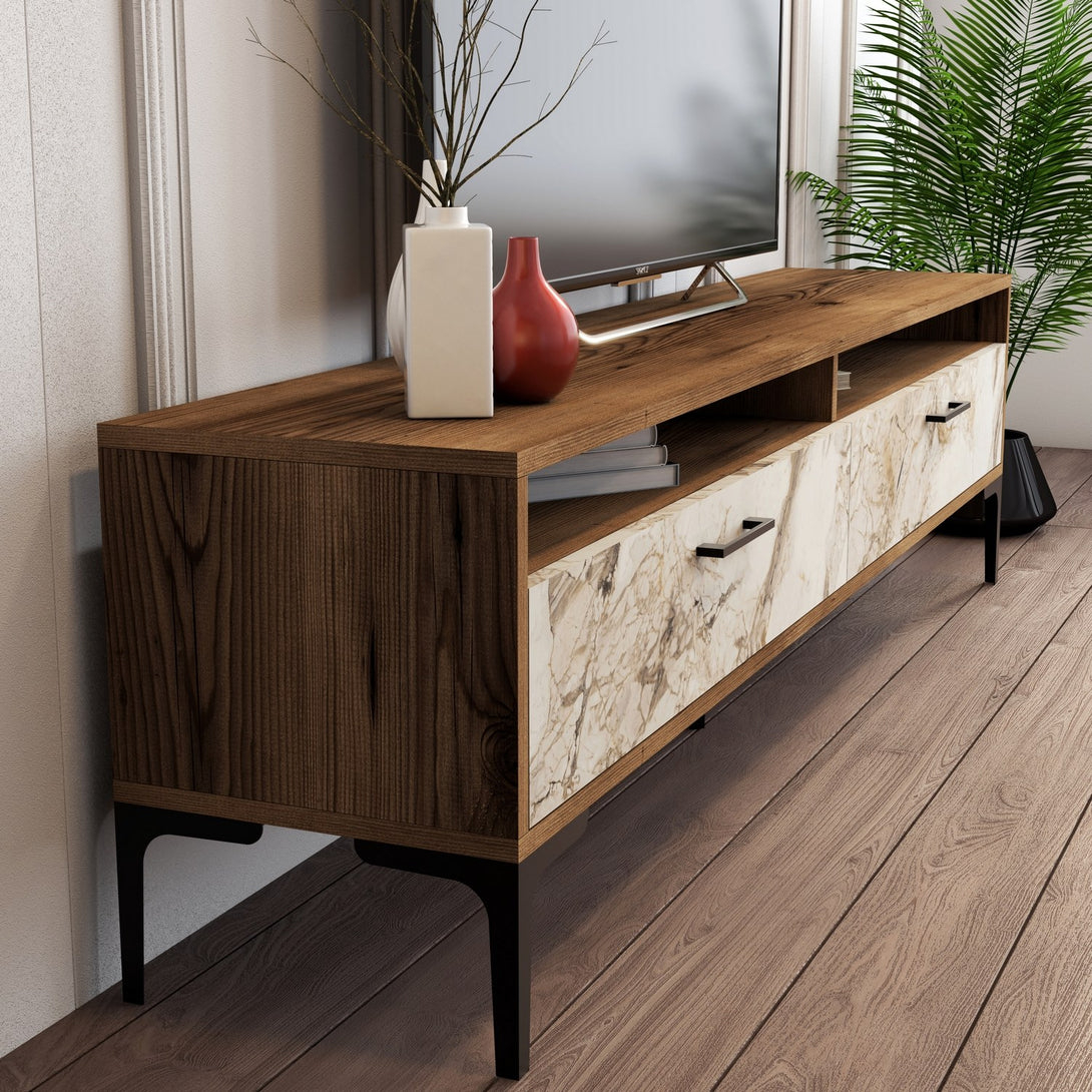 TV szekrény Istanbul 2 - Walnut White Marble-Vashome.sk