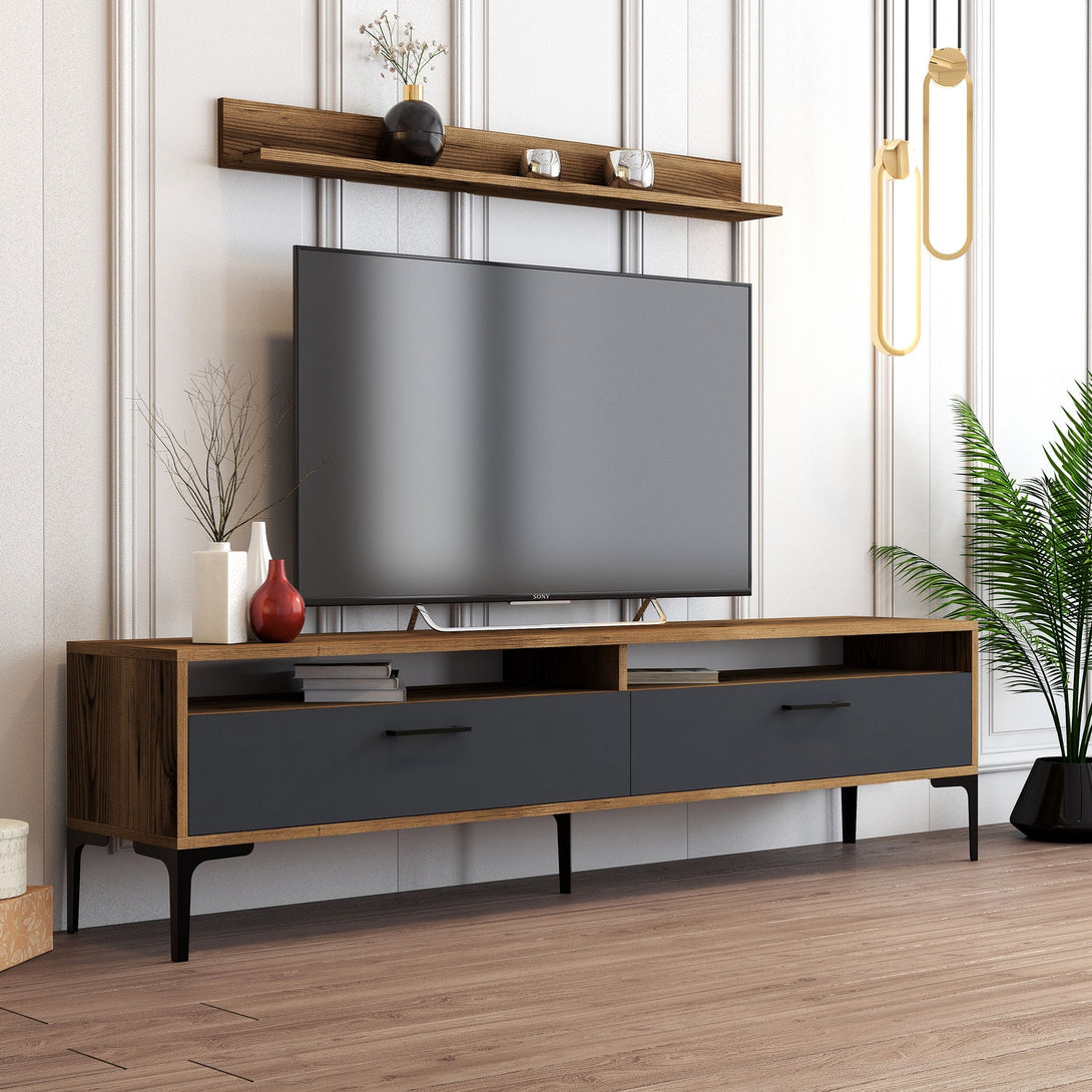 TV szekrény Istanbul - Walnut, Anthracite-Vashome.sk
