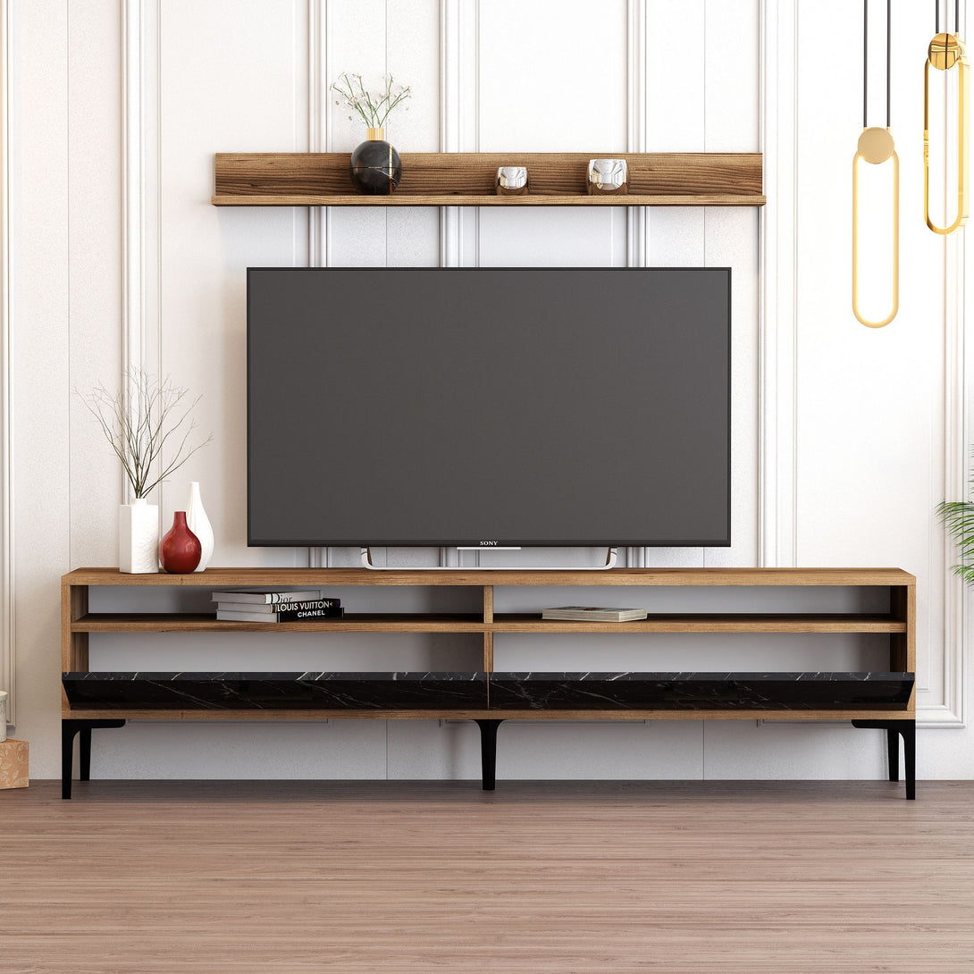 TV szekrény Istanbul - Walnut, Black Marble-Vashome.sk