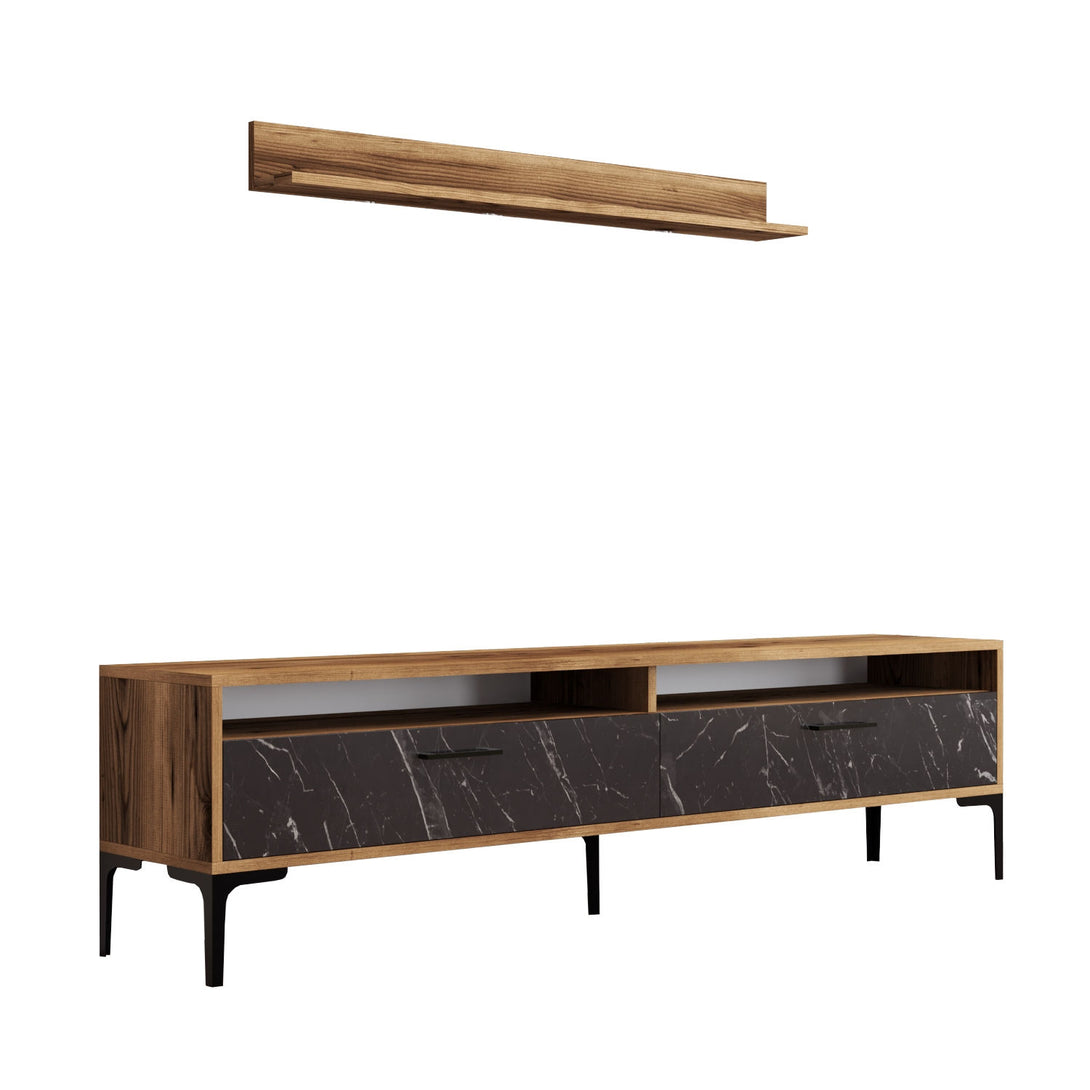 TV szekrény Istanbul - Walnut, Black Marble-Vashome.sk