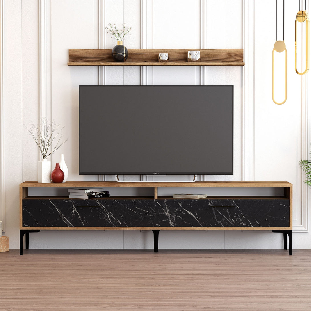 TV szekrény Istanbul - Walnut, Black Marble-Vashome.sk