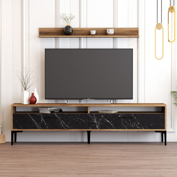 TV szekrény Istanbul - Walnut, Black Marble-Vashome.sk