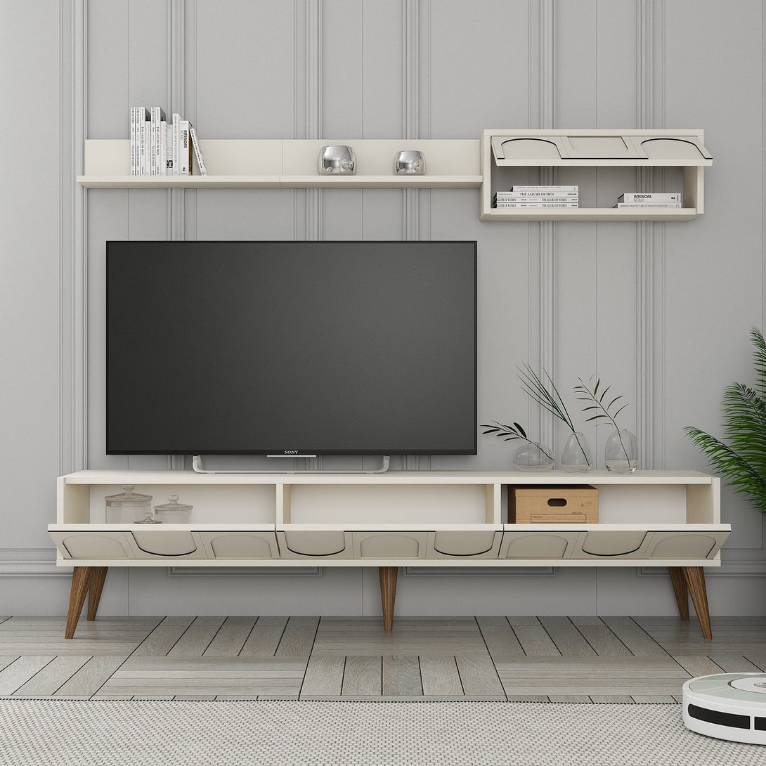 TV szekrény Lyon 2 - Cream, Walnut-Vashome.sk