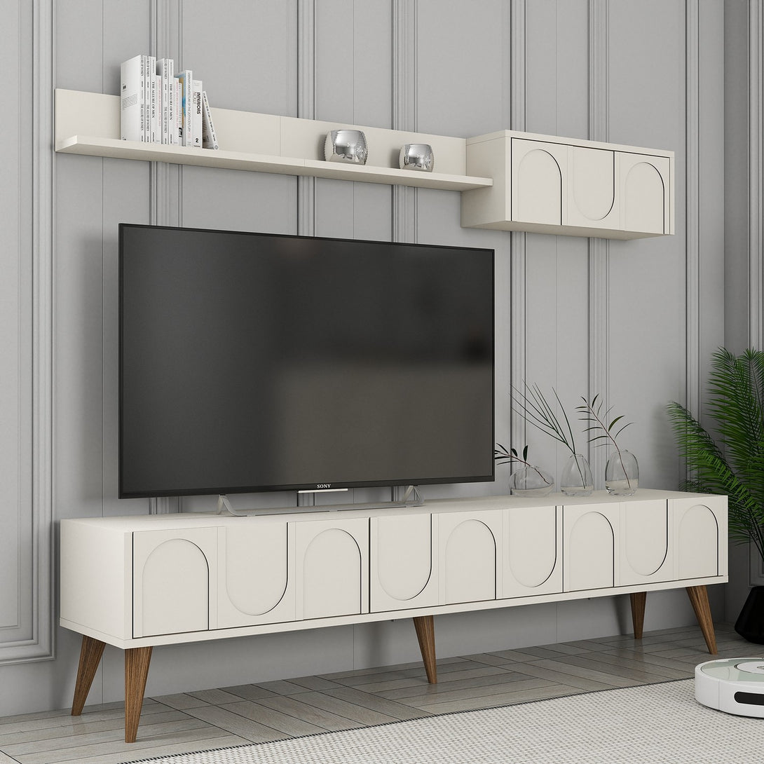 TV szekrény Lyon 2 - Cream, Walnut-Vashome.sk
