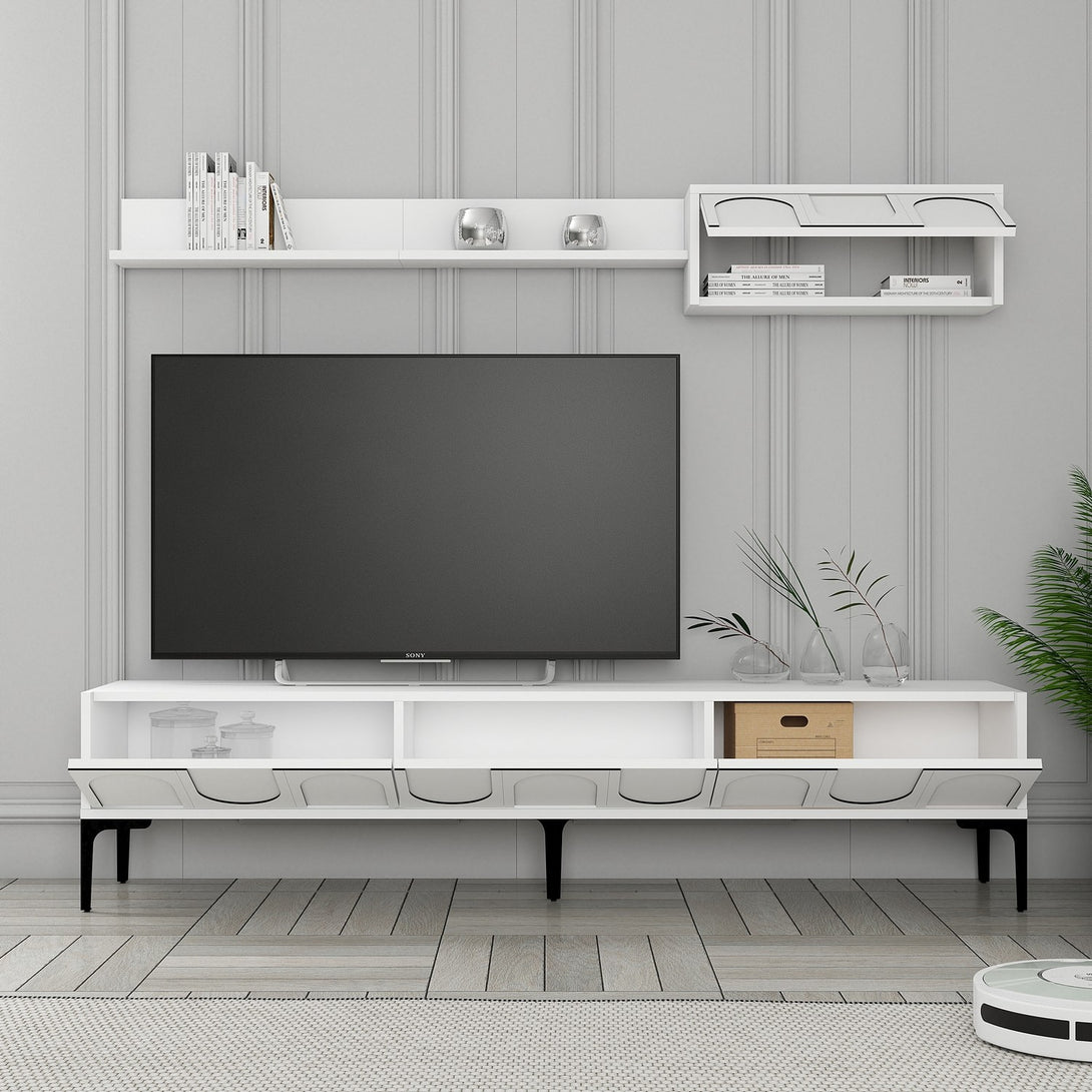 TV szekrény Lyon 2 - White, Black-Vashome.sk