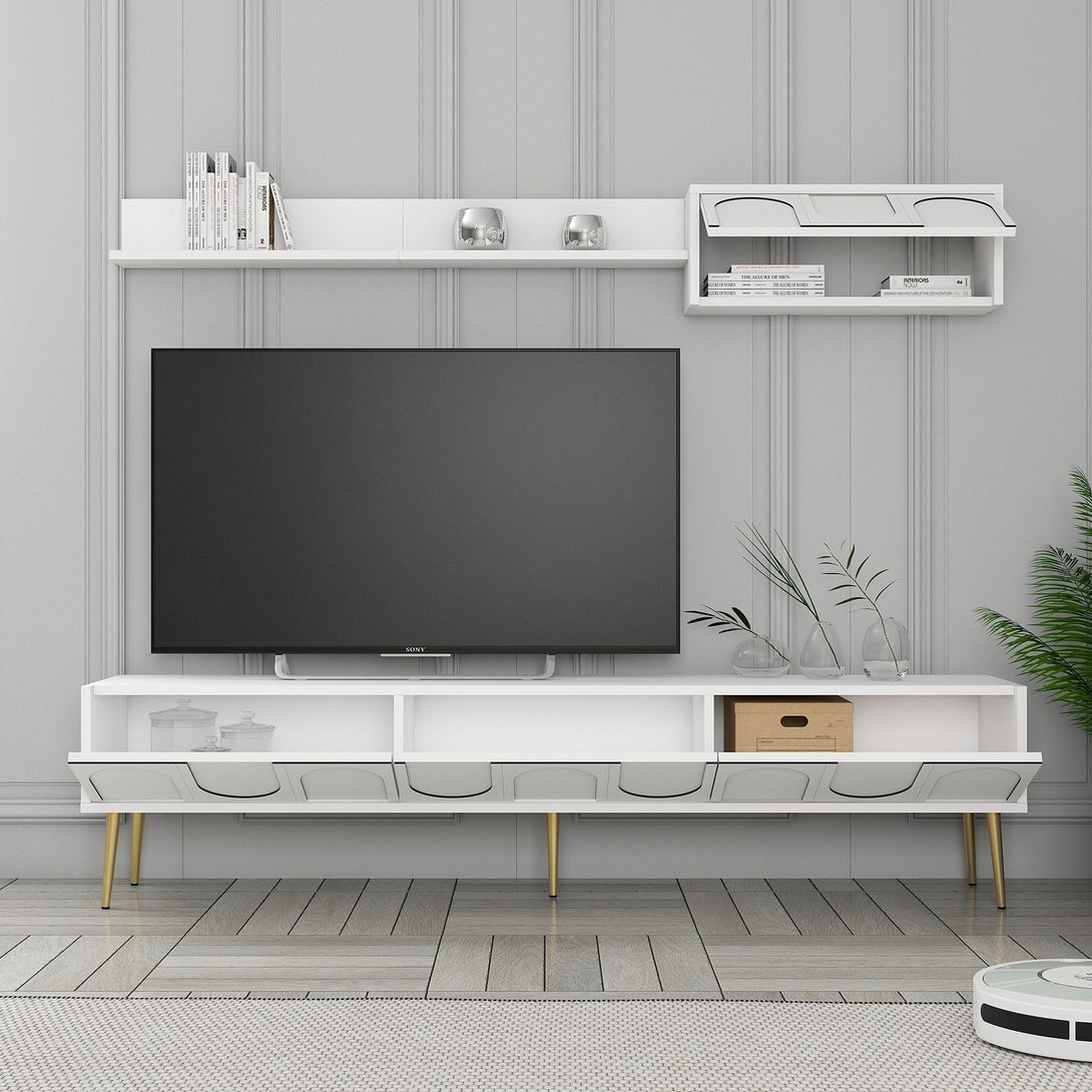 TV szekrény Lyon 2 - White, Gold-Vashome.sk