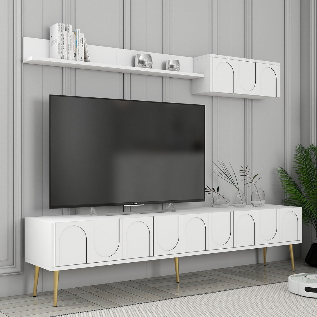 TV szekrény Lyon 2 - White, Gold-Vashome.sk