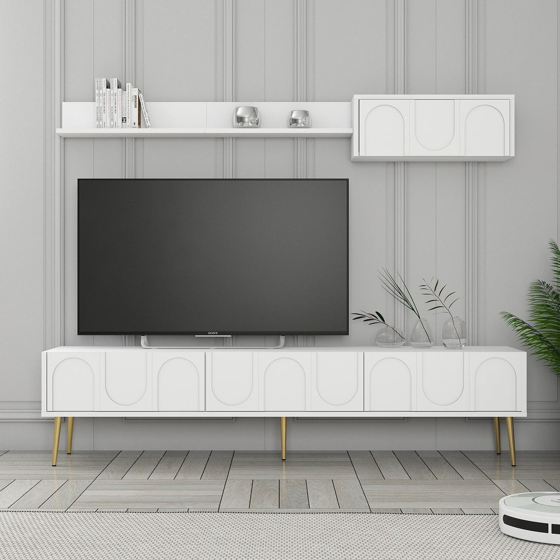 TV szekrény Lyon 2 - White, Gold-Vashome.sk
