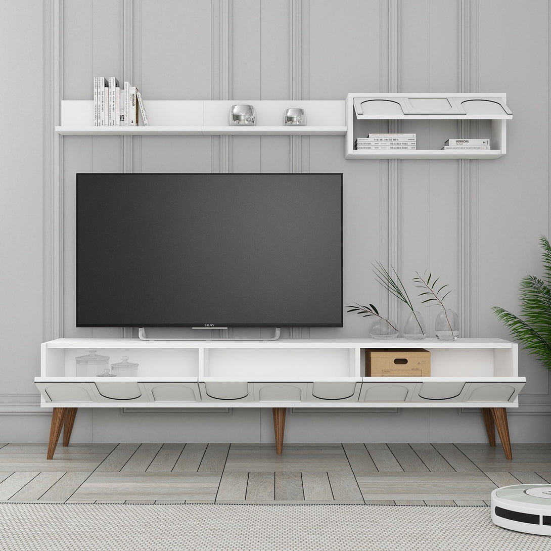 TV szekrény Lyon 2 - White, Walnut-Vashome.sk